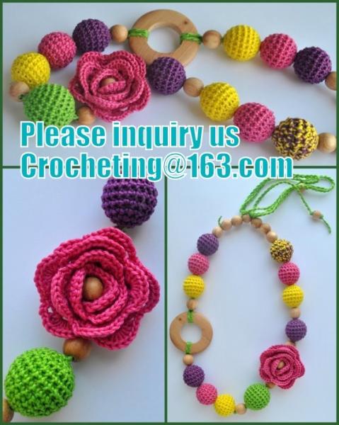 Necklace with amigurumi toy, Nursing necklace,Breastfeeding necklace, crochet toy