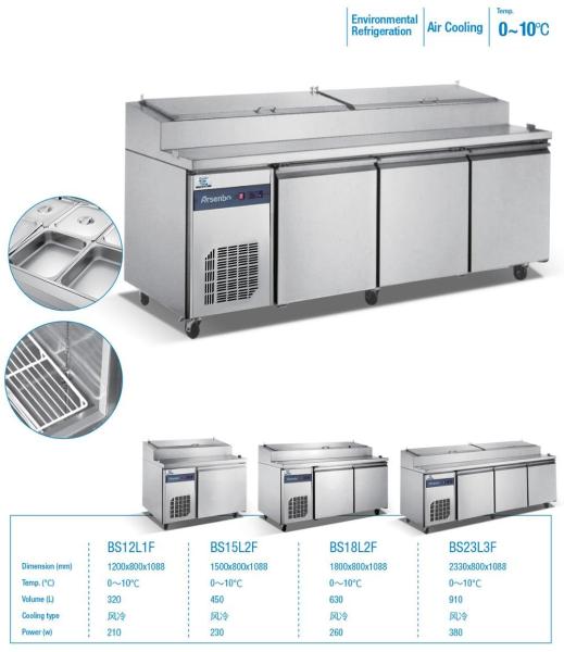 210W SS304 Commercial Worktop Freezer , Stable Under Counter Cooler Commercial