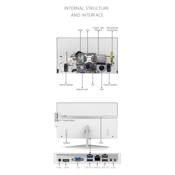 Desktop Monoblock Core I3 I5 I7 All In One PC Computer For Office Home Gaming School