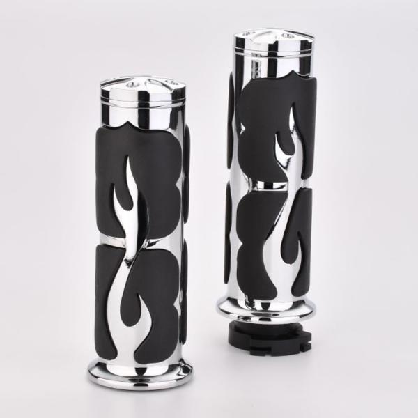 443g Universal Motorcycle Handle Grip Covers Customized with Zinc Alloy Flame Design