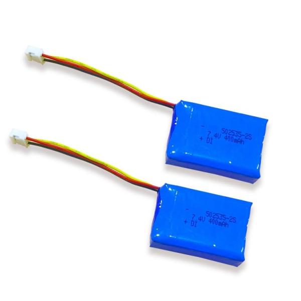 Rechargeable 502535 400mAh 7.4V Lipo Battery Pack KC IEC62133 Approved
