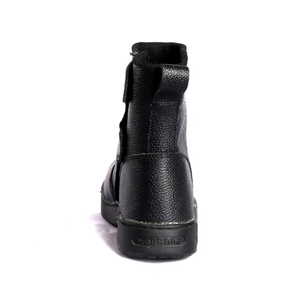 High Cut Safety Shoes PU Sole Ultimate Comfort Black Leather Fabric Upper Men'S Safety Shoes