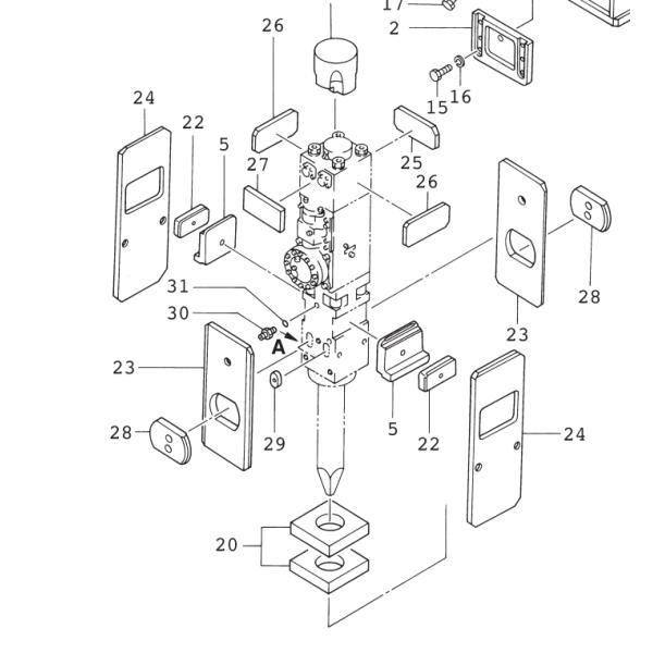 HANWOO RHB306 RHB308 RHB309 RHB313 Coussin inférieur Coussin inférieur Matériau en caoutchouc Amortisseur de choc Amortisseur hydraulique