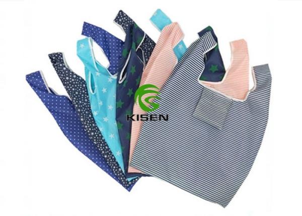 Customized Folded Reusable Polyester Shopping Bags Eco Friendly Lightweight