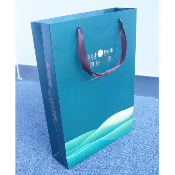 Sacos de compras feitos sob encomenda impressos do papel de embalagem de parte inferior lisa com cordão