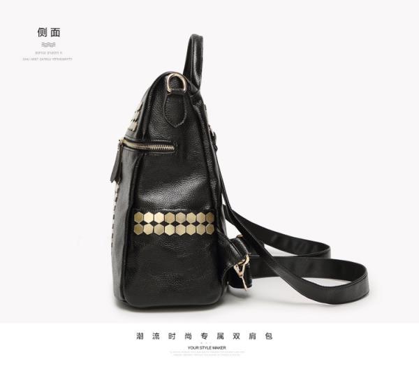 Boutique fashion leather handbag shoulder bag black backpack female