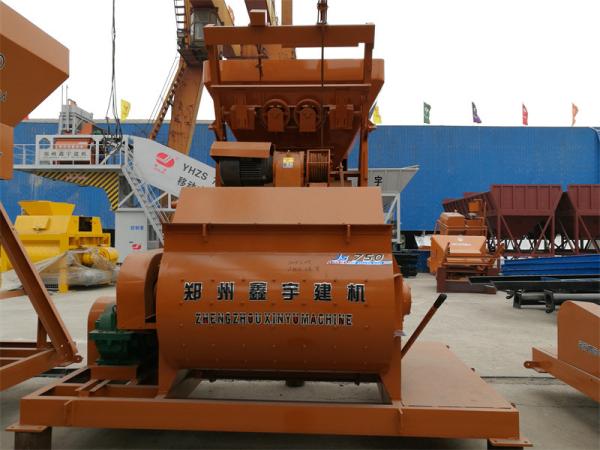 JS750 Double Shaft Concrete Mixer 30kw 30m3/H High Production Efficiency