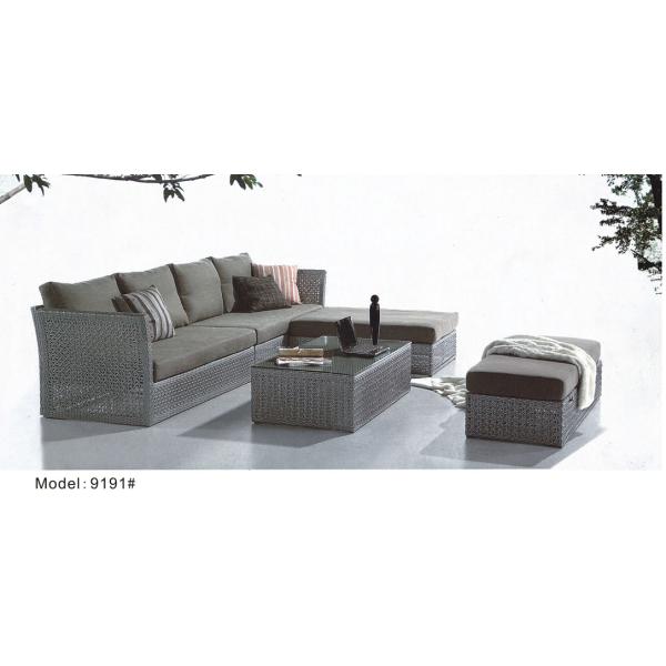 5 piece -L shape rattan wicker Living room chaise chair sofa set ottoman coffee table Yoshen-9191