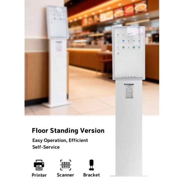 MJK 21.5 Inch Indoor LED Cabinet Self-Service Order Payment Kiosk Touch Screen Multi-Function NFC for Restaurants