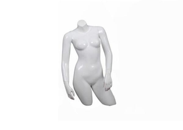 Women Upper Body Shop Display Mannequin , Glossy White Store Fixtures Mannequins