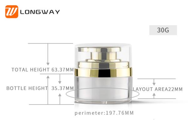 30ml Plastic Acrylic Airless Cream Jar/ Airless Pump Cosmetic Packaging