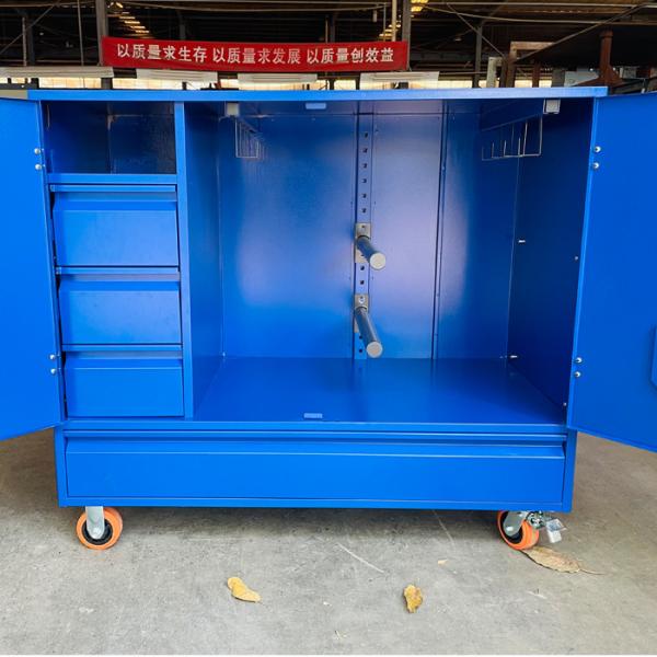 Caixa azul da aderência da sela do equipamento do cavalo do grande metal Lockable com os 2 suportes da sela