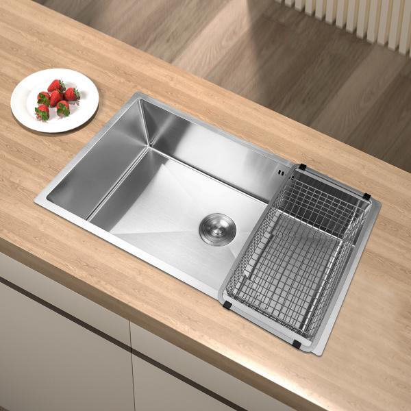 Smart Digital Display Stainless Steel Pull Out Waterfall Faucet for Grey Square Bowl Shape Sink