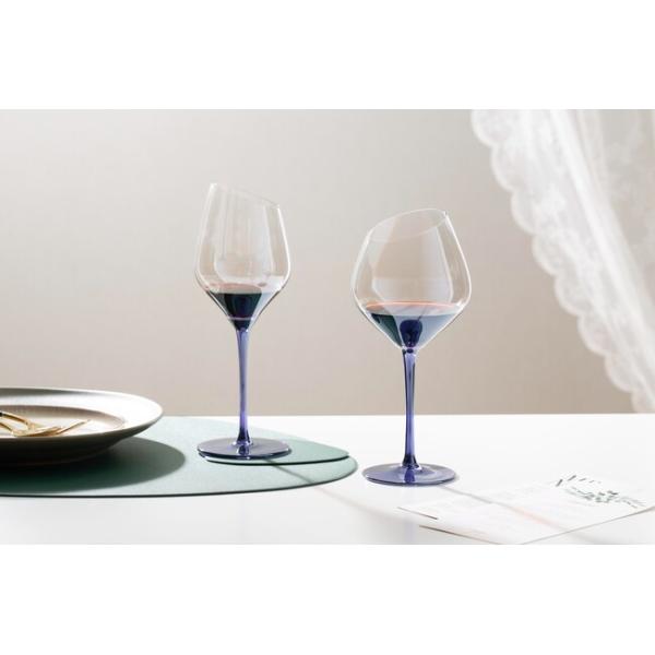 Lead Free 550ml Glass Drinking Goblets 19 Ounce Angled Iridescent Wine Glasses