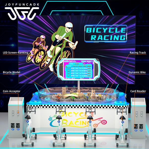 4-Player Bicycle Racing Simulator Machine Commercial Coin-Operated Interactive Sports Arcade Bicycle Racing Arcade Machine Immersive Fitness Cycling Simulator for Sports Parks