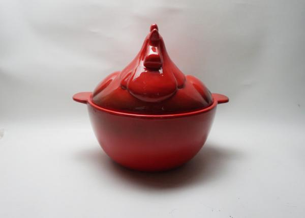Rooster Shaped Ceramic Houseware Covered Baking Bowl Hand Painted Stoneware Earthenware