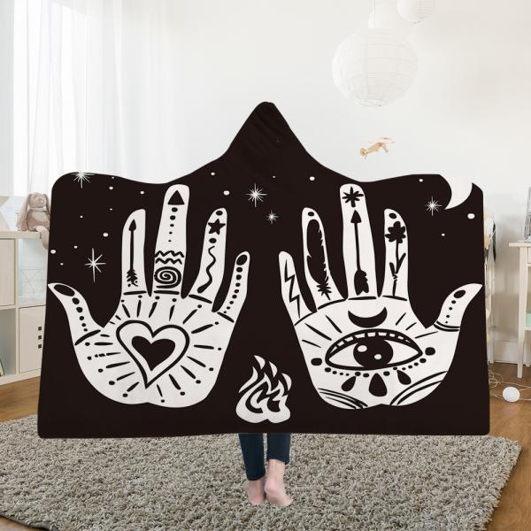 Palm state children's adult hooded blanket velvet fabric rectangular hand washable
