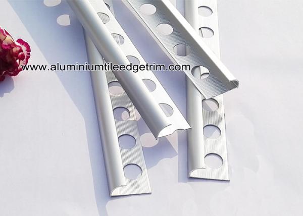 Ceramic Wall Rounded Corner Aluminium Tile Edge Trim / Profiles Silver Matt