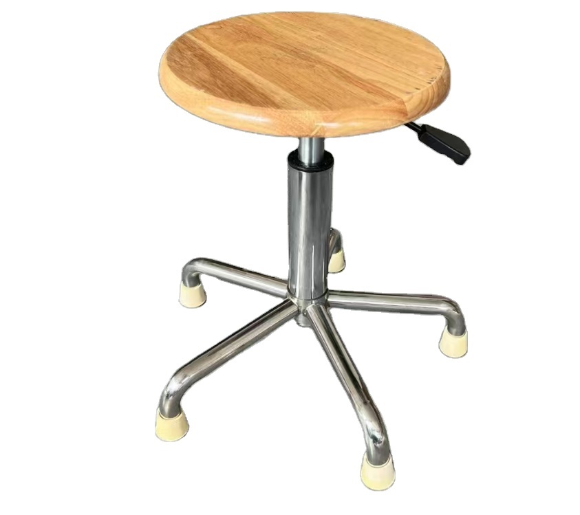Metal Frame ESD Lab Chairs Adjustable Wooden Science Lab Stools Corrosion Proof