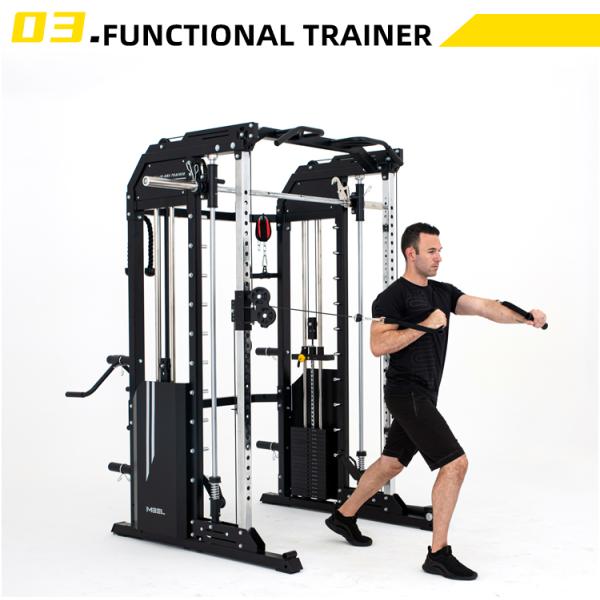 Custom Design Silver Grey Metal All in One Trainer Smith Machine for Home Workouts