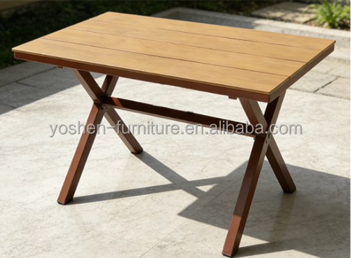 6 Seater Sturdy Aluminum Frame Oval Rattan Dining Table Outdoor for Hotel Resort Courtyard