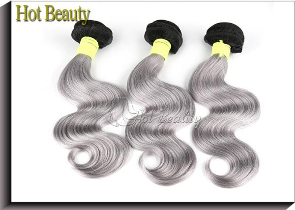 Double Weft 20 inch Brazilian Human Hair Extensions Grey Color No Shedding