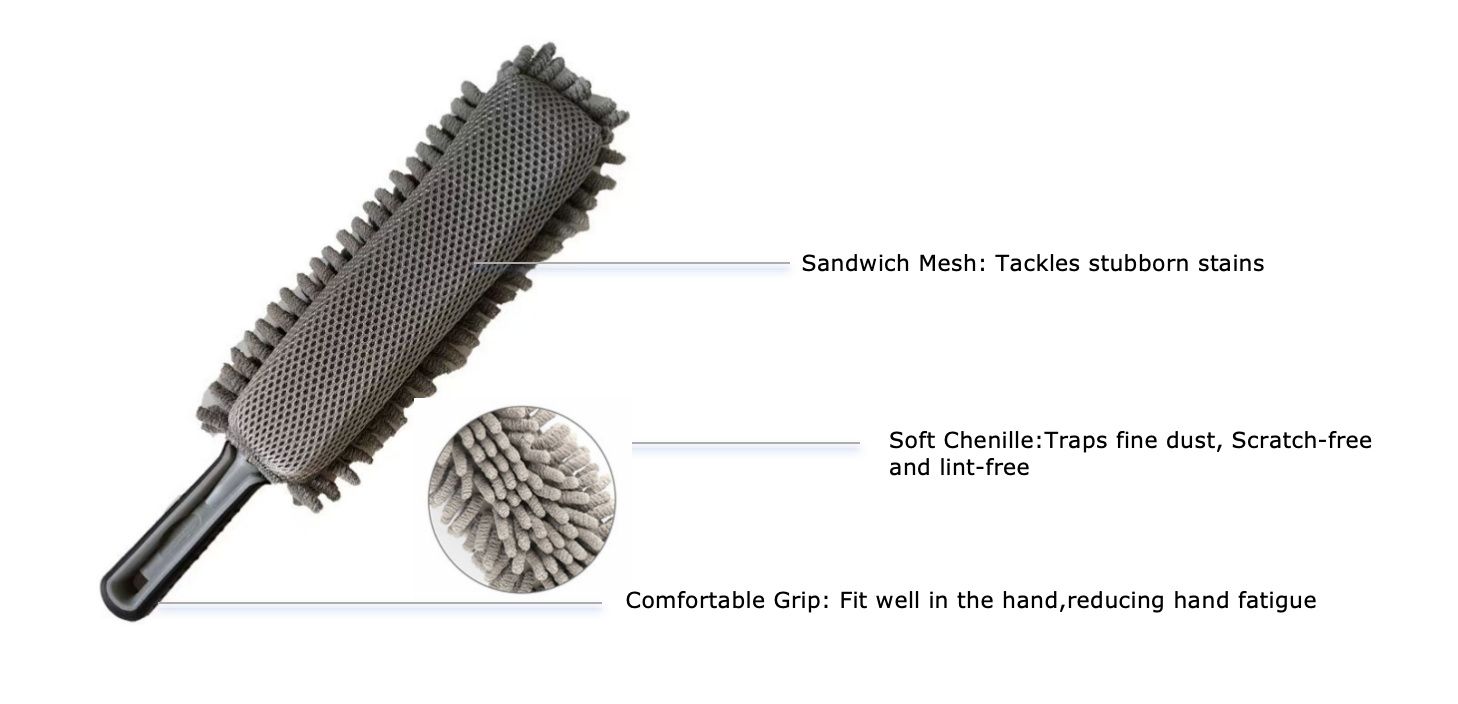 Microfiber Car Interior Detailing Duster With Comfort Handle Lint Scratch Free