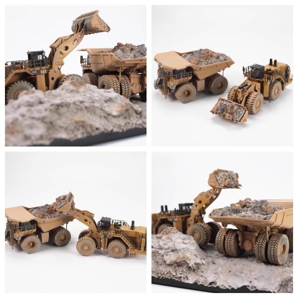 Diecast Masters 1/125 Scale Wheel Loader & Mining Dump Truck Muddy Scene Model Set 85762