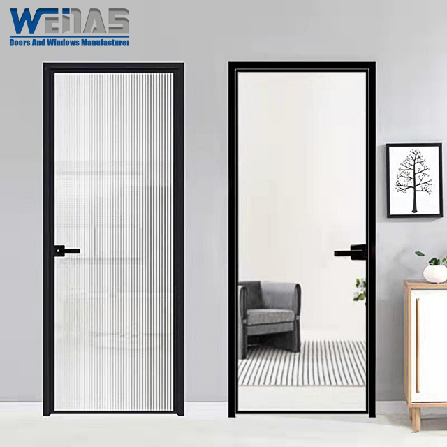 Security Aluminium Double Glass Swing Door Heavy Duty Hinges Swing Door