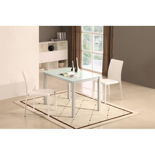 1100mm Length Glass Top Dining Table Customizable With Iron Legs