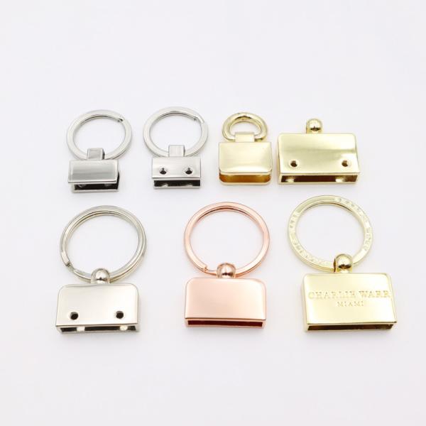 Customize Key Chain Accessories Metal Key Fob Leather Key Fob Hardware With Split Key Rings for Car Key Holder