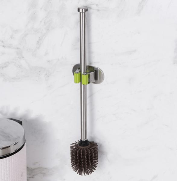 TPR Soft Rubber Soft Hair Toilet Brush antibacterial Stainless Steel Bathroom accessories silicone toilet brush