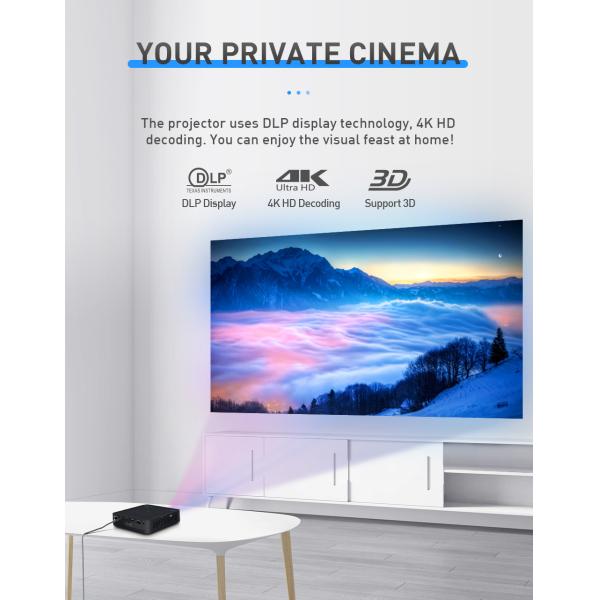 300 андроид 9,0 фокуса BT 4,2 репроектора DLP входного сигнала люменов HDMI умных электрический