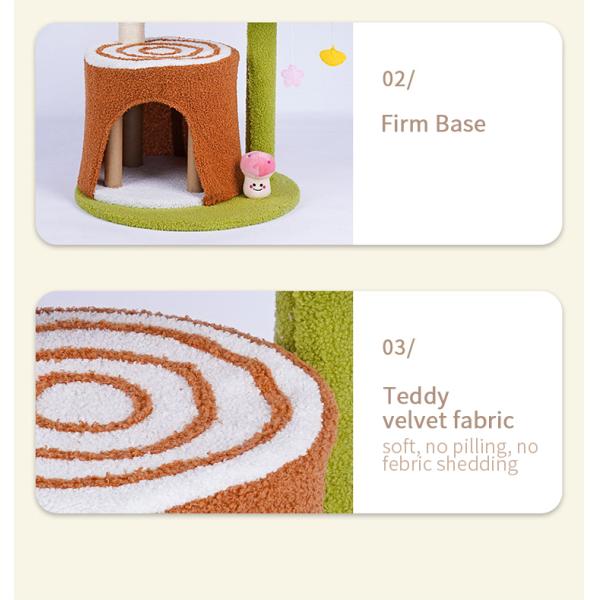Cat Scratching Post and Hanging Toys Mushroom Cat Tree House for Living Room Cats