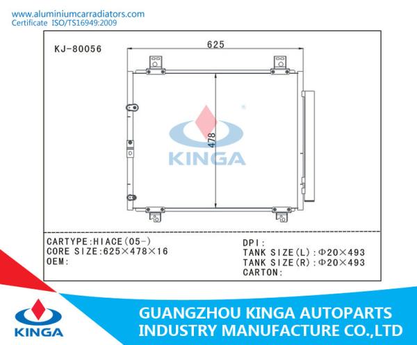 Aluminum Toyota  AC Condenser Of Hiace(05-) For Replacment , car ac condenser