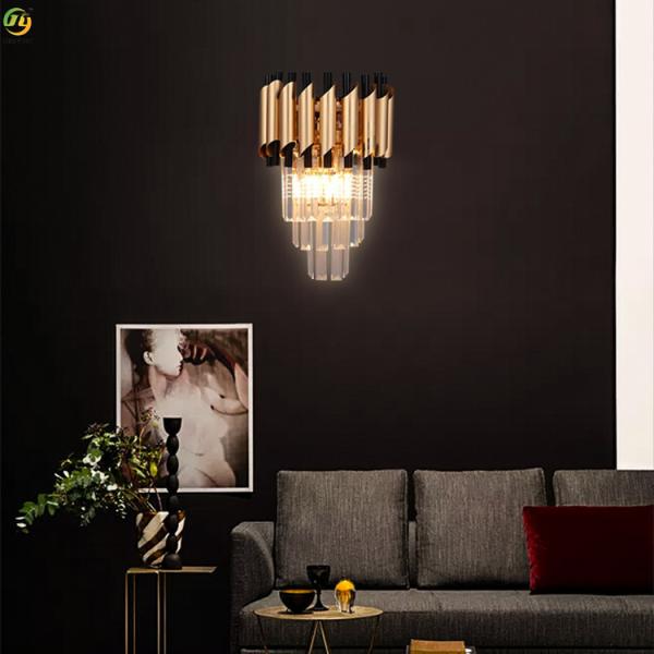 Baking Paint Black E14 Modern Wall Light Electroplating Crystal Home Art