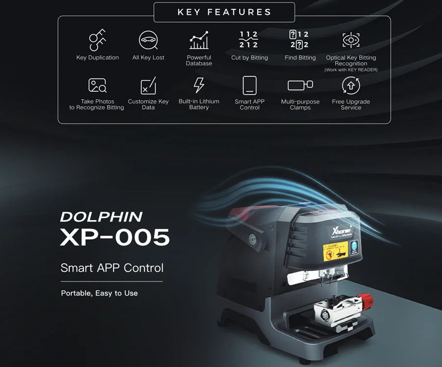 Xhorse Dolphin XP005 Ключевая резачка V1.7.0 Работает на телефонном приложении через Bluetooth совместимость