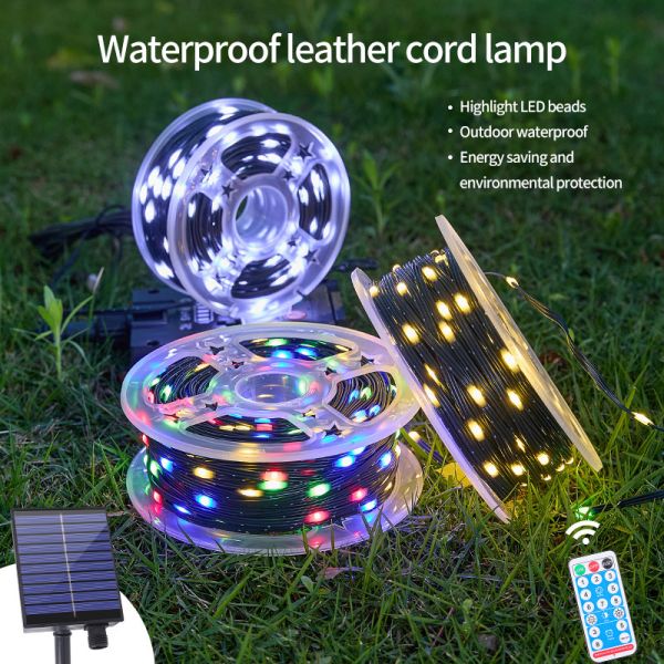 LED Solar String Light With Flexible Copper Wire for Garden Bushes Trees