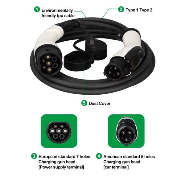 22KW 32A 3Phase Electric Vehicle EV Charging Plug Adapter Type 2 To Type 2 EV Cable