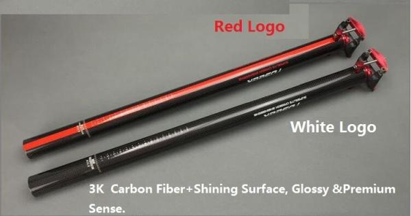 Zero offset Fibra de carbono poste de assento de bicicleta dobrável 33.9/580 ou 34.9/580mm Alta resistência 3K poste de assento