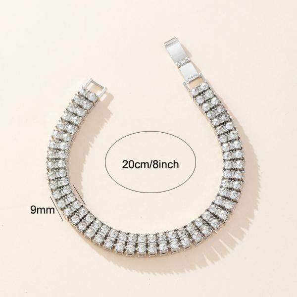 Fashion 2Rows 9mm Tennis Bracelet Hip Hop Iced Out Rhinestone Bracelets Wristband Watch Band Bracelet Bangles for Men and Women Girls Jewelry Gifts