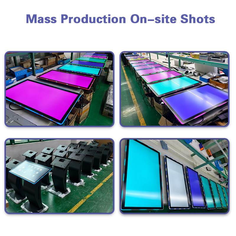 32 Inch Touch Screen Kiosk with RGB LED Edge Light and Height-Adjustable Stand for Self-Service Terminal