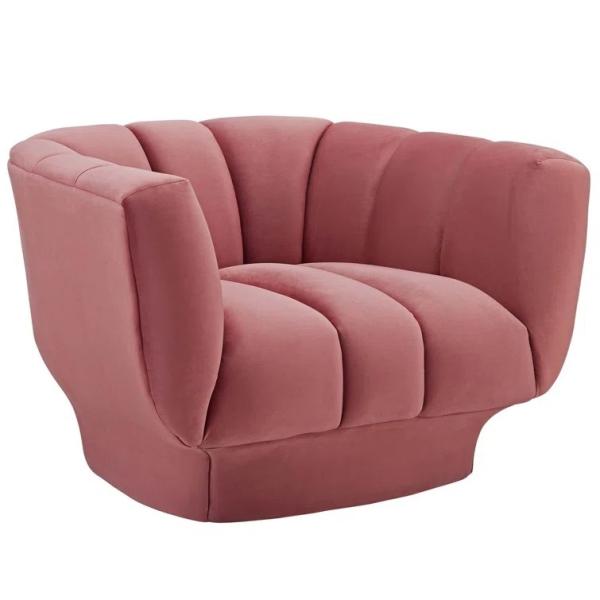 Cara furniture Dusty Rose velvet stainless steel leg Sofa Recliner Armchair Living Room Sofa Sets For living room