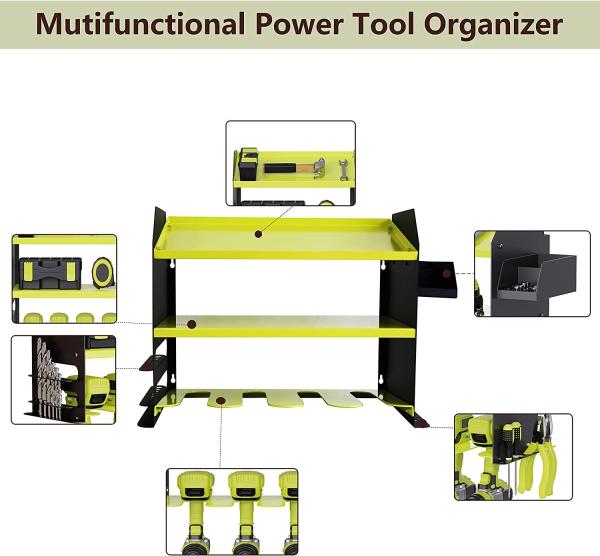 Garage Workshop Drill Bit Storage Shelf with Screws Box Pegboard Power Tool Organizer