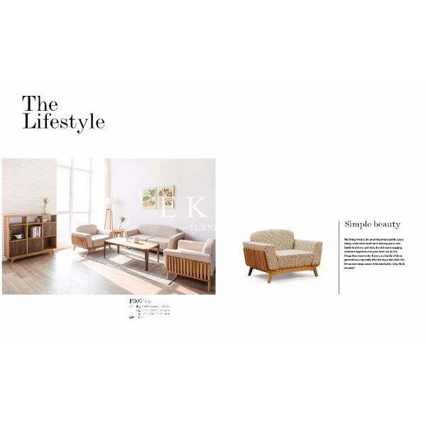 Modern Oas Wood Big Fabric Sofa Chair