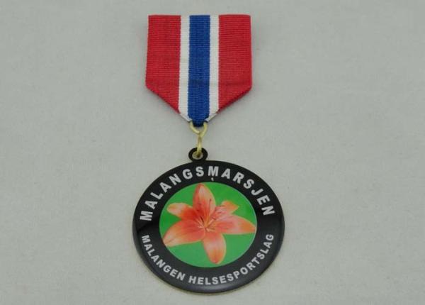 45mm Competition Custom Awards Medals With Ribbon , Epoxy Added , No Plating