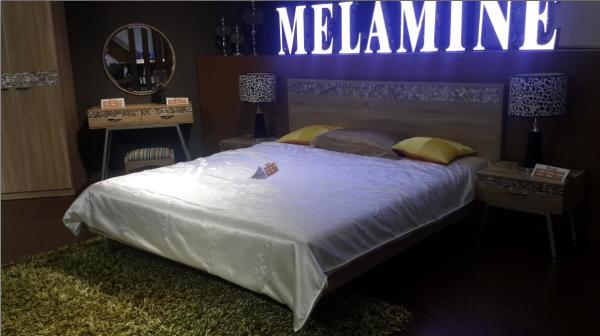 Light Walnut Color Simple Bedroom Sets Eco - Friendly MDF With Melamine Material