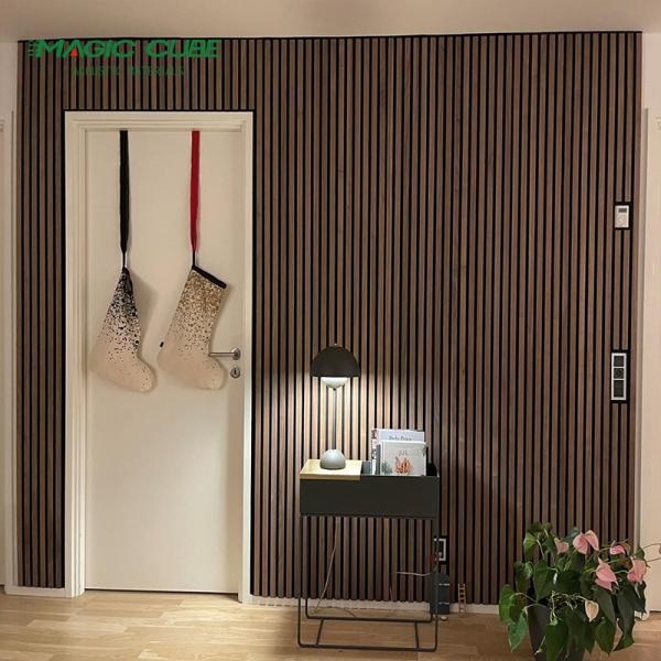 2400*600*21mm High Density  Wood Slat Acoustic Panels For Wall Decoration
