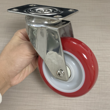 100mm Stainless Steel Heavy Duty PU Casters Wheel With Brake 4 Inch Medium Duty PU Casters Wheel With Double Bearing