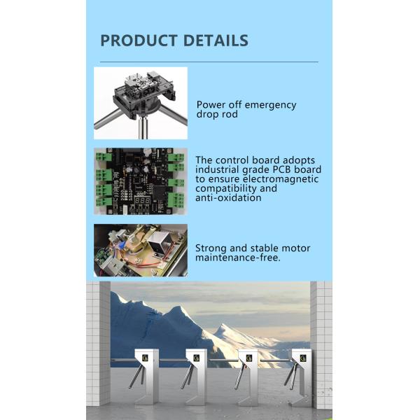 Semi Automatic Tripod Turnstile Gate IP54 Half Height Access Control